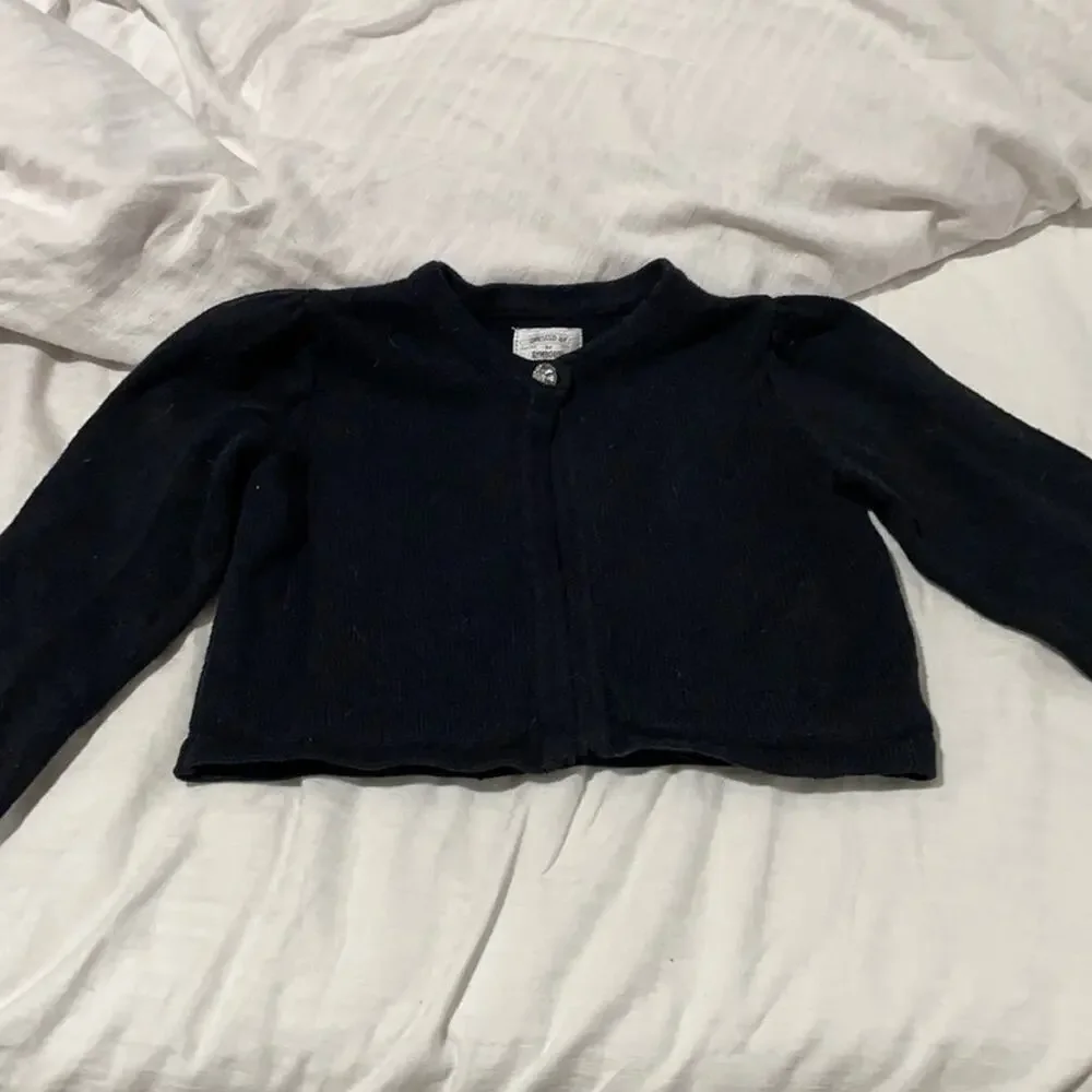 Gymboree 3t bling button black open cardigan like new puffed sleeves cotton soft